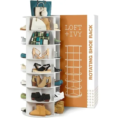 Rotating Shoe Rack Tower - 360 Spinning Shoe Rack Organizer - Lazy Susan for Shoes