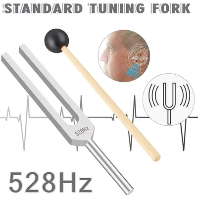 528Hz Tuning Fork Aluminum Alloy Tuning Fork For Sound Healing Meditation with Velvet Bag Hammer & Cleaning Cloth