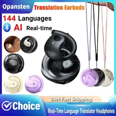 144 Languages Ear Hanging Sport Headphone Translator Wireless BT AI Real-time Language Translation