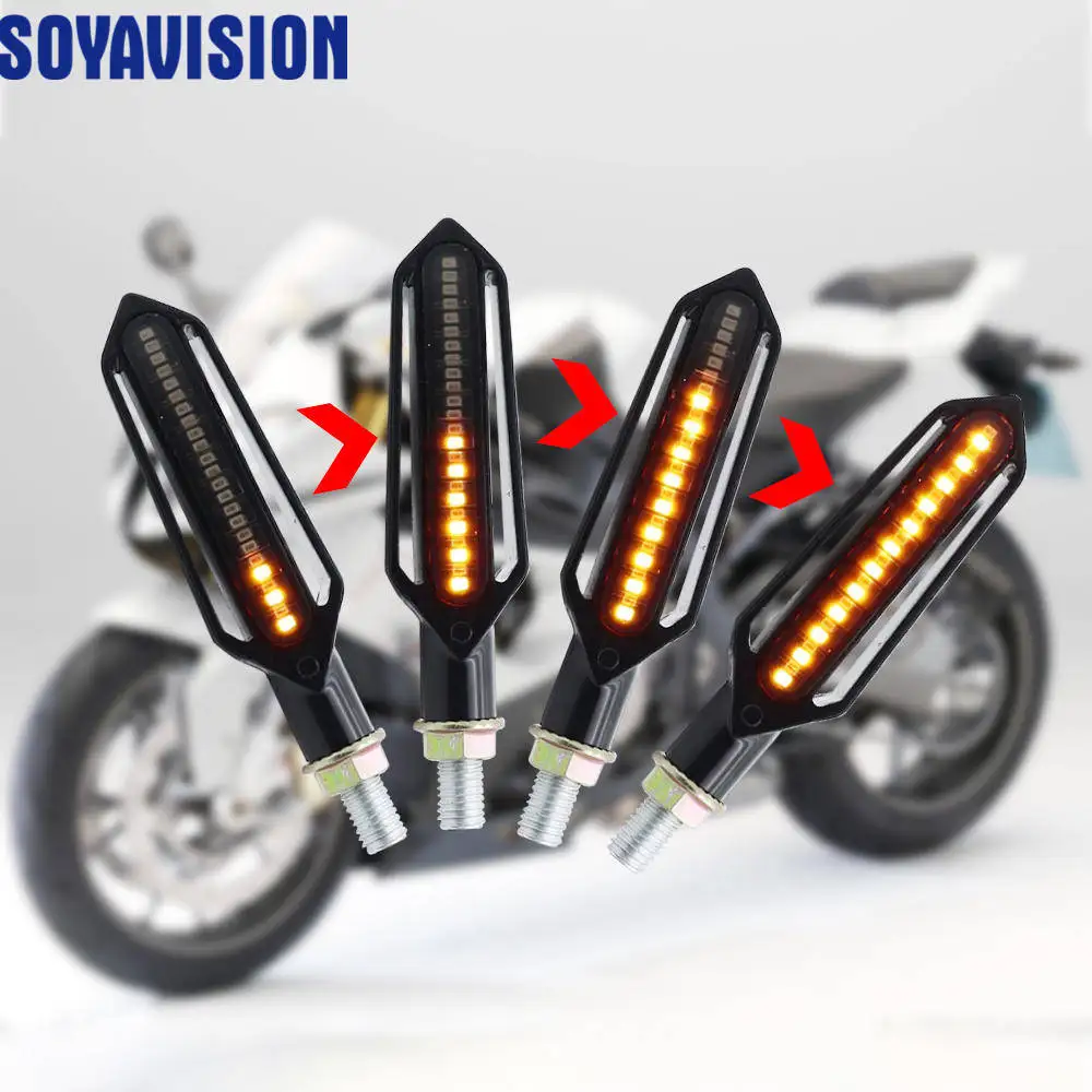 Indicatori di direzione a LED per moto Indicatori di direzione ambra Lampeggiatore Acqua che scorre Luce freno posteriore Luce di segnale di arresto Lampada DRL per moto