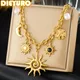 DIEYURO Collana con ciondolo a forma di sole con stella marina dorata alla moda in acciaio