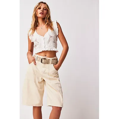 We The Free Extreme Measures Barrel Shorts at Free People in White, Size: 31