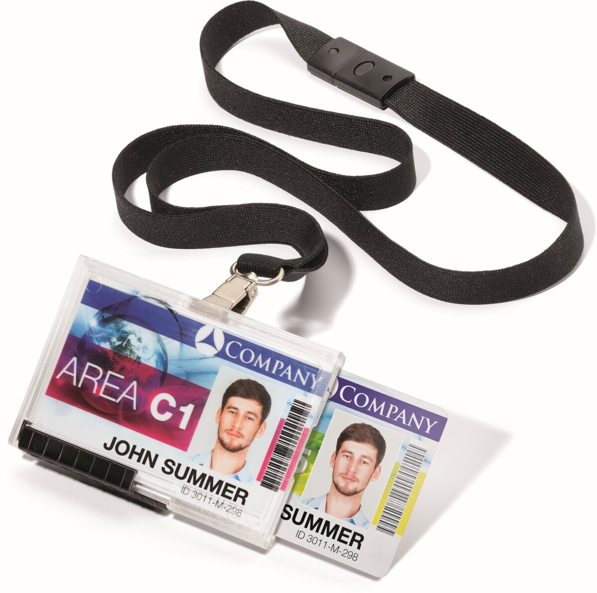 Durable Kartenhalter Push Box 54x87mm für 2 Karten VE=10 Stück mit Textilband Image