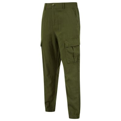 Trousers Idas Linen Cotton Comfort Fit Elasticated Waist Cargo Trousers in Olive Night / S - Tokyo Laundry