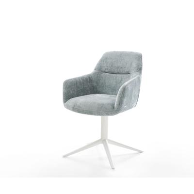 DELIFE Drehstuhl Pejo-Flex Chenille Pastellblau Fußkreuz Weiß 360° drehbar Wippfunktion Taschenfederkern, Esszimmerstühle Image
