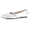 Ballerina GABOR, Damen, Gr. 38,5, silber (silberfarben), Glattleder, metallic, festlich, Schuhe, Blockabsatz, Bequemschuh, Flats mit funkelnden Schmucksteinen