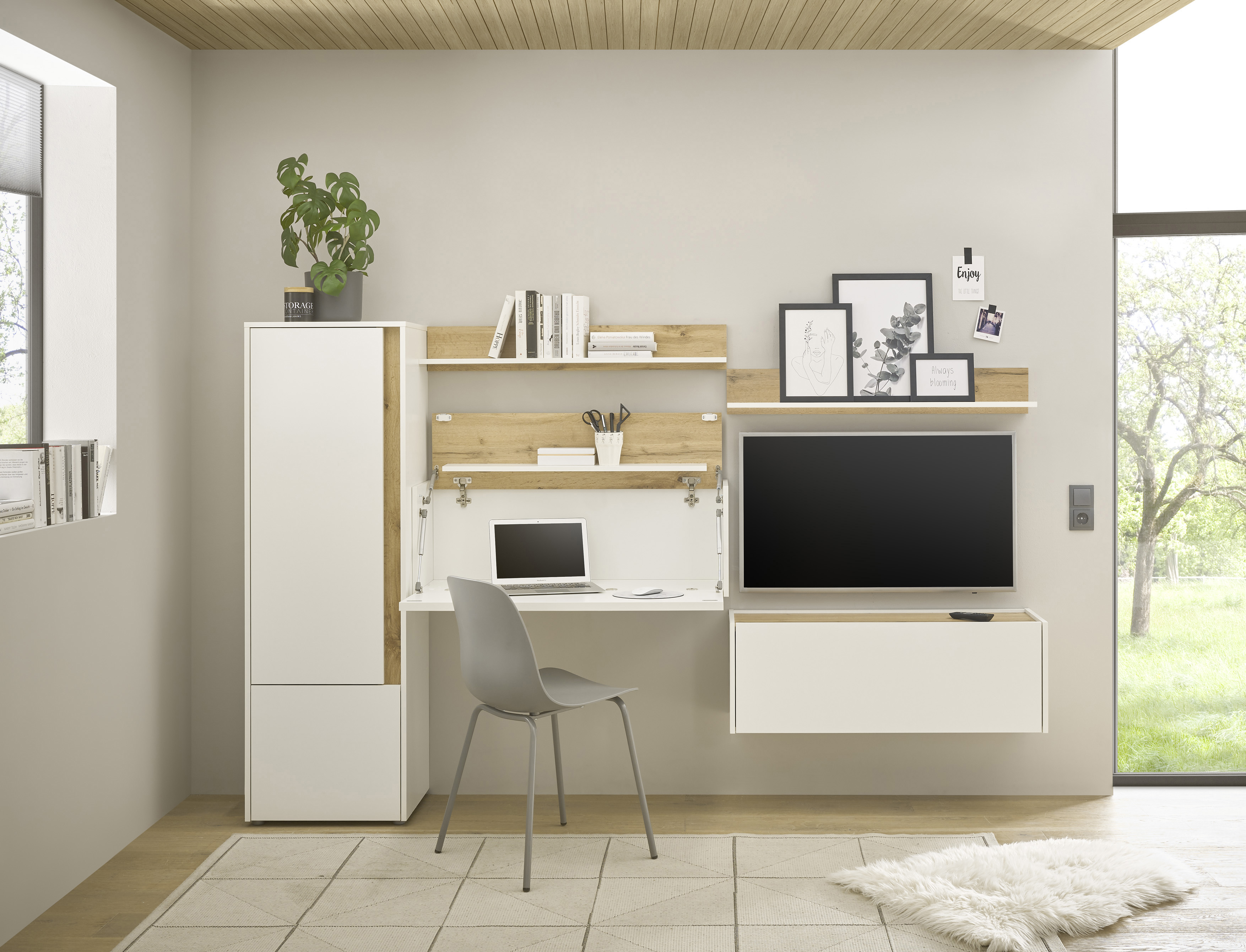 Büromöbel-Set INOSIGN "CiTY/GiRON", weiß, B:250cm H:158cm T:40cm, Arbeitsmöbel-Sets, Wandsekretär, Home Office Image