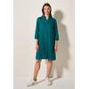 Blusenkleid CECIL, Damen, Gr. M (40), US-Größen, grün (grün lagoon), Stoff, 100% Leinen, unifarben, casual, comfort fit knielang, V-Ausschnitt, 3/4-Ärmel Bündchen, Kleider, knielang