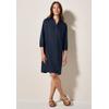 Blusenkleid CECIL, Damen, Gr. S (38), US-Größen, blau (universal blau), Stoff, 100% Leinen, unifarben, casual, comfort fit knielang, V-Ausschnitt, 3/4-Ärmel Bündchen, Kleider, knielang