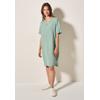 Sommerkleid CECIL, Damen, Gr. L (42), US-Größen, ice sage grün, Stoff, 55% Leinen, 45% Viskose, unifarben, casual, comfort fit knielang, Rundhals, Kurzarm Bündchen, Kleider