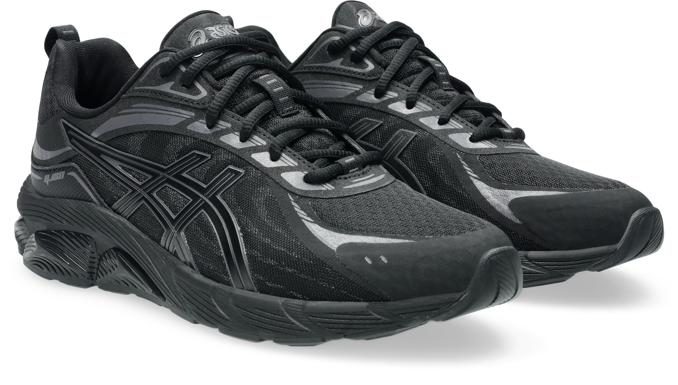 Sneaker ASICS SPORTSTYLE "GEL-QUANTUM 180 VIII", Damen, Gr. 45, schwarz (schwarz, obsidian grau), Leder, Synthetik, Schuhe Sneaker