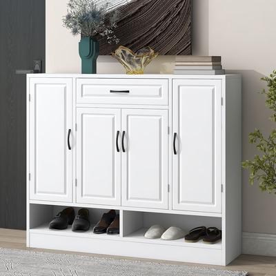 Wood Shoe Cabinet with Adjustable Shelves