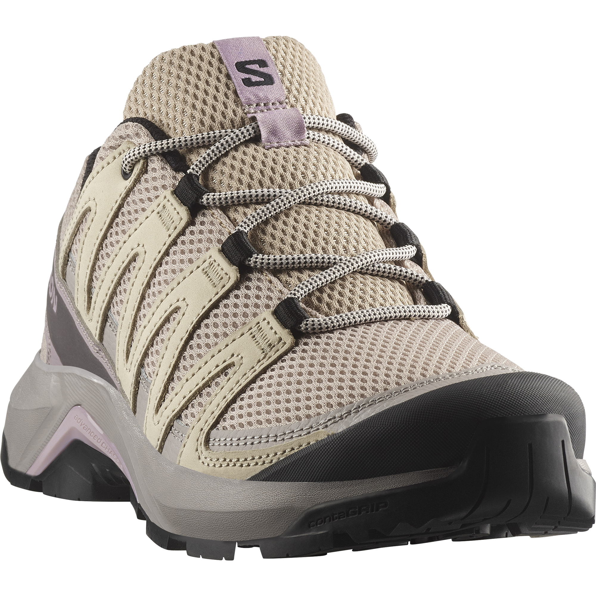 Wanderschuh SALOMON "X-ADVENTURE RECON W", Damen, Gr. 38,5, oxford tan, rainy day, nirvana, Leder, Textil, Schuhe Wanderschuh, wasserdicht