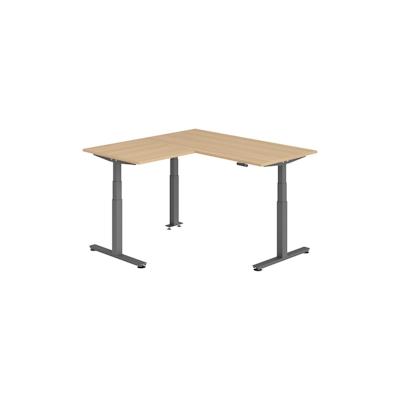 bümö Eckschreibtisch elektrisch höhenverstellbar L-Form: 160 x 160 cm in Eiche, Gestell graphit - Stehschreibtisch mit Memory-Steuerung, elektrischer Image