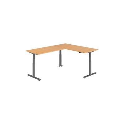 bümö Eckschreibtisch elektrisch höhenverstellbar L-Form: 180 x 240 cm in Buche, Gestell graphit - Stehschreibtisch mit Memory-Steuerung, elektrischer Image