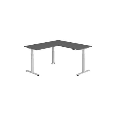 bümö Eckschreibtisch elektrisch höhenverstellbar L-Form: 180 x 200 cm in graphit, Gestell silber - Stehschreibtisch mit Memory-Steuerung, Image