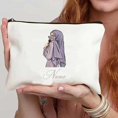 TEMU Personalized -themed Makeup Pouch With Custom Name - Lightweight Zipper Organizer For Travel & Eid Gifts, Unisex Adult, Non-scented, Eid Gift| Design|zippered Pouch, Makeup Organizer Image