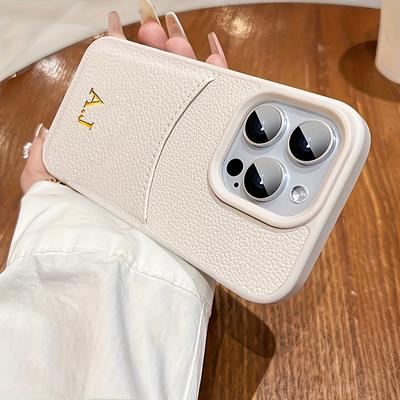 TEMU []personalized Phone For 15 14 Name Diy Ins Korea Pattern Slot Leather For Pro Image