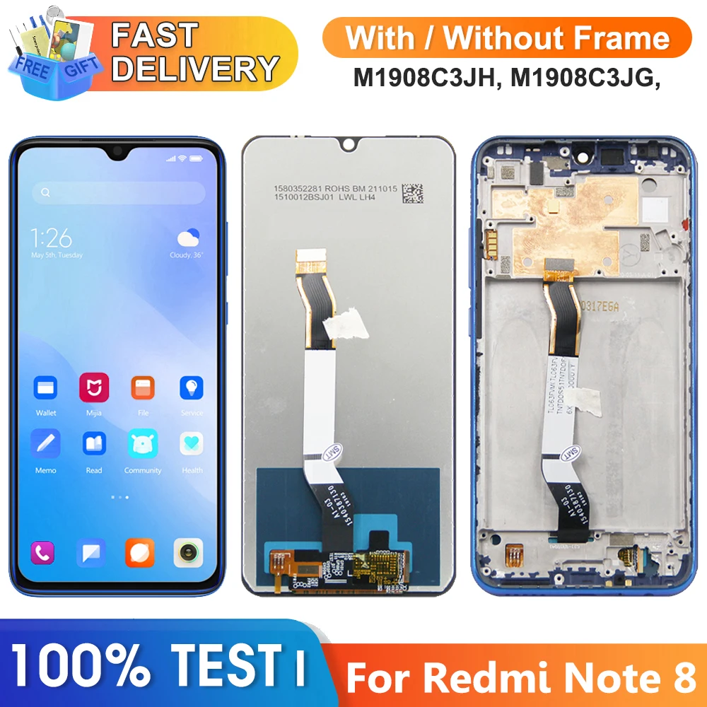 Für Xiaomi Redmi Note 8 LCD Display Digital Touch Screen mit Rahmen für Redmi Note 8 M1908C3JH M1908C3JG Bildschirm Ersatz Image