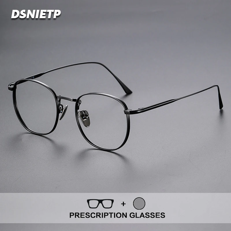 Dsnietp Reinem Titan Lesebrille Männer Runde Photochrome Anti-Blau Licht Brillen Rahmen Myopie Hyperopie Brillen Image
