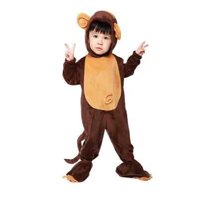 Kinder Tier Affe Onesize Pyjama Unisex Kostüm Fleece Jungen Mädchen Flanell Anime Overall Image