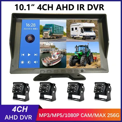 10.1" 4CH Truck Backup Camera System Vehicle DVR Recorder with Night Vision AHD 1080P Camera for Truck/Bus/Vans