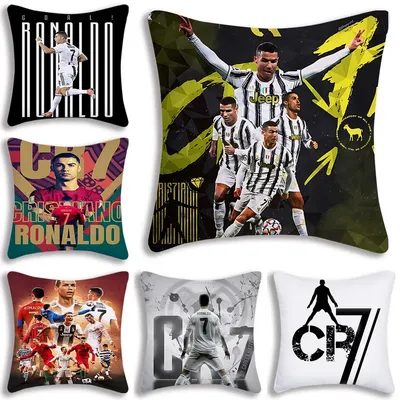 Berühmte Kissenbezüge Fußball CR7 R-Ronaldos Sofa Dekoratives Zuhause Doppelseitiger Druck Kurzer Plüsch Cooler Kissenbezug Image