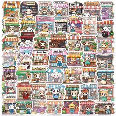 10/30/50 Stück süße Tiere Shop Cartoon Aufkleber lustige Graffiti Aufkleber Kind Spielzeug DIY Telefon Briefpapier Gitarre wasserdichte Aufkleber Pack Image