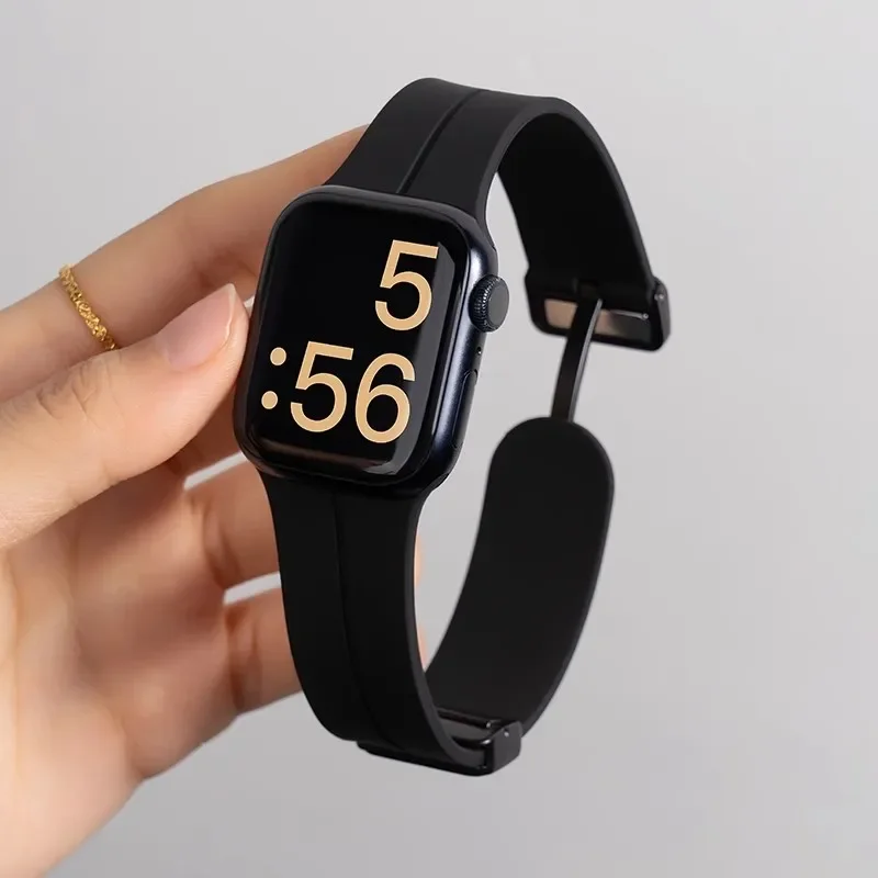 Magnetarmband für Apple Watch Band 46 mm 45 mm 44 mm 49 mm 42 40 41 Silikonarmband Correa iWatch Serie 10 9 8 SE 7 6 5 Ultra 2 Image
