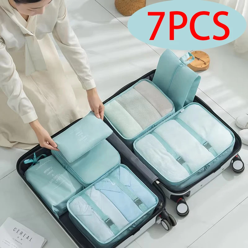 7 Teile/satz Gepäck Lagerung Taschen Große Kapazität Kleidung Schuhe Lagerung Tasche Reise Gepäck Organizer Wasserdichte Ordentlich Beutel Verpackung