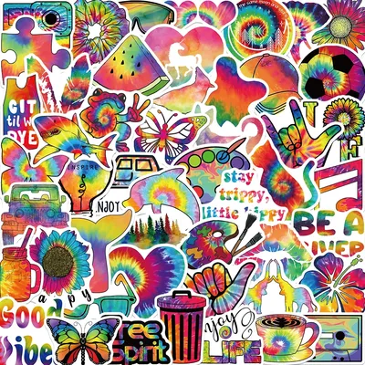 50 stücke bunte Regenbogen Tie-Dye Aufkleber Kunst Graffiti Abziehbilder Laptop Sammelalbum Koffer Image