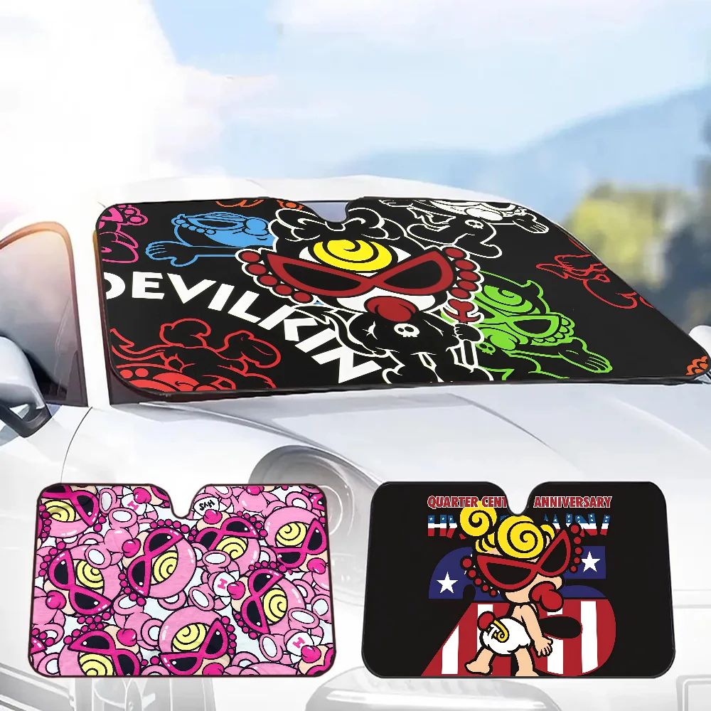 Japan Mode Hysteric Mini Sonnenschirm Windschutzscheibe 3D Film Plaid Geschenk Neuheit Auto Frontscheibe Visier 70x130cm Sonnenblende Solar Image