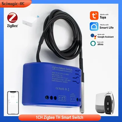 Zigbee Tuya Smart Switch Mit Temperatur Sensor Passive Trocken Kontakt Zigbee Timer RF Relais Arbeit Mit Home Assistant Alexa