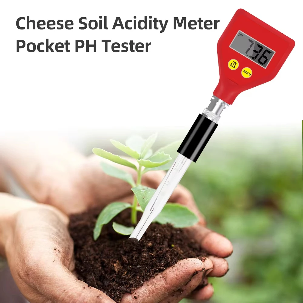 Digitales Lebensmittel-PH-Messgerät, Boden-PH-Tester mit scharfer Glaselektrode, Wasserqualitätsanalyse-Werkzeug für Wasser, Milch, Käse, Aquarium Image