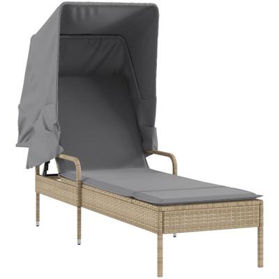Sonnenliege mit Dach Beige Poly Rattan Vidaxl Image