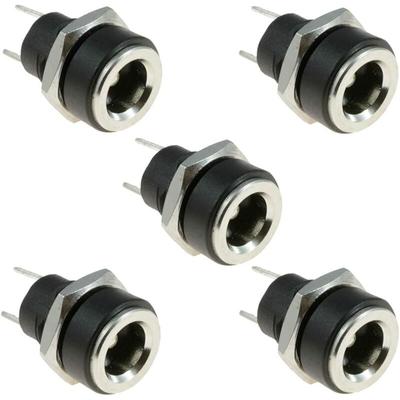 Dc 5,5 mm x 2,1 mm DC-Strombuchse, 2 Anschlüsse, weiblich, Panelmontage-Anschluss, schwarz, 5 Image