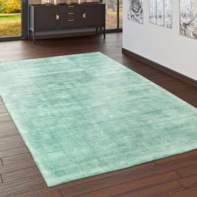 Paco Home - Teppich Handgefertigt Hochwertig 100 % Viskose Vintage Trend Farbe Pastell Grün 120x170 Image