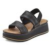 Plateausandaletten LASCANA "Sommerschuh, Sandale, Sandalette, offener Schuh", Damen, Gr. 35, schwarz, Obermaterial: 100% Rindsleder. Futter: 100% Rindsleder. Decksohle: 100% Synthetik. Laufsohle: 100% Synthetik, unifarben, casual, Schuhe, Sandalette...