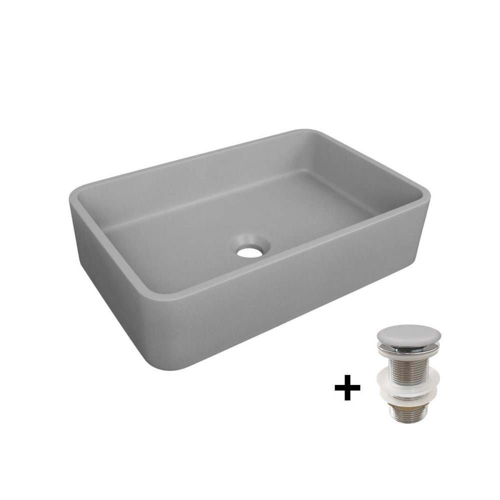 Vasque à poser en béton lisse 50x32,5cm + bonde