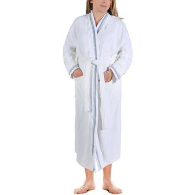 Dnu Superior Unisex Turkish Cotton Kimono Bathrobe With Embroidery All-Season Robe