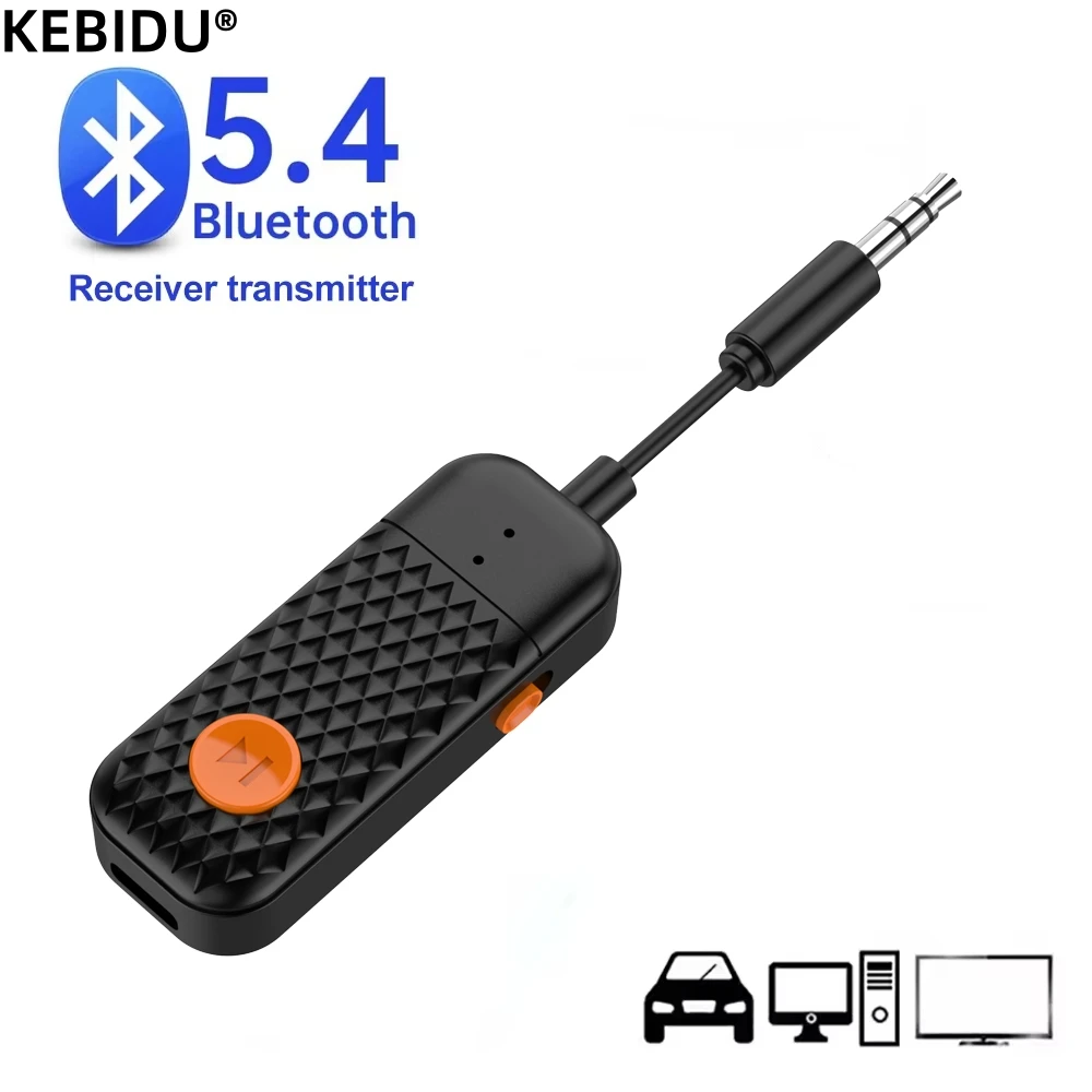 Ricevitore trasmettitore audio Bluetooth 5.4 Adattatore wireless per musica stereo Hifi AUX da 3,5 mm con microfono per cuffie per PC per auto aereo TV