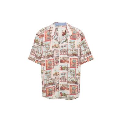 TOM TAILOR Herren Regular Fit Kurzarmhemd im Hawaii-Look, weiß, Gemustert, Gr. XXL Image