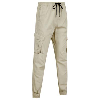 Trousers Fairbanks Stretch Cotton Blend Elastic Waist Multi-Pocket Cargo Trousers in Peyote Gray / XL - Tokyo Laundry