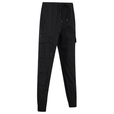 Trousers Irazu Stretch Cotton Blend Elastic Waist Multi-Pocket Cargo Trousers in Anthracite Black / XL - Tokyo Laundry