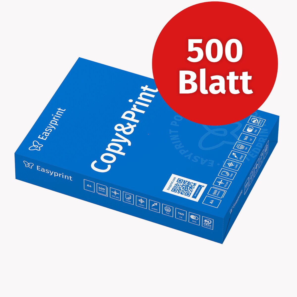 Easyprint Druckerpapier Kopierpapier 500 Blatt (1x500) DIN A4 Premium Hochweiß CIE 160 PEFC zertifiziert Image