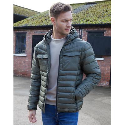 Khaki Green Hooded Puffer Jacket