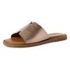 Pantolette TAMARIS, Damen, Gr. 42, grau (taupe), Leder, unifarben, modisch, Schuhe, Sommerschuh, Schlappen mit breiter Bandage