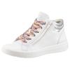 Sneakerboots ARA "ROM", Damen, Gr. 8 (42), silber (weiß, silberfarben), Glattleder, kontrastfarbene Details, sportlich, Schuhe, High Top Sneaker, Schnürboots in Weite G (= weit)