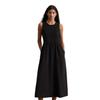 Midikleid MARC O'POLO "aus TENCEL™ Lyocell-Leinen-Mix", Damen, Gr. 46, Normalgrößen, schwarz, Obermaterial: 90% Lyocell, 10% Leinen; Futter: 100% Nicht verfügbar, unifarben, weit wadenlang, Rundhals, ohne Ärmel, Kleider