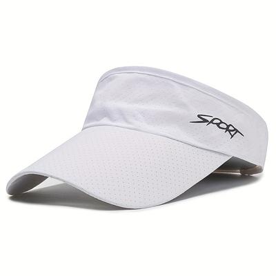 "TEMU Quick-dry Mesh Breathable Visor Cap - Sporty Black Baseball Hat With "sport" , Ideal For Outdoor Sports, Running, Cycling, Golf, And" Image